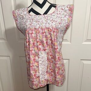 J. MARIE Floral Embroidered Top